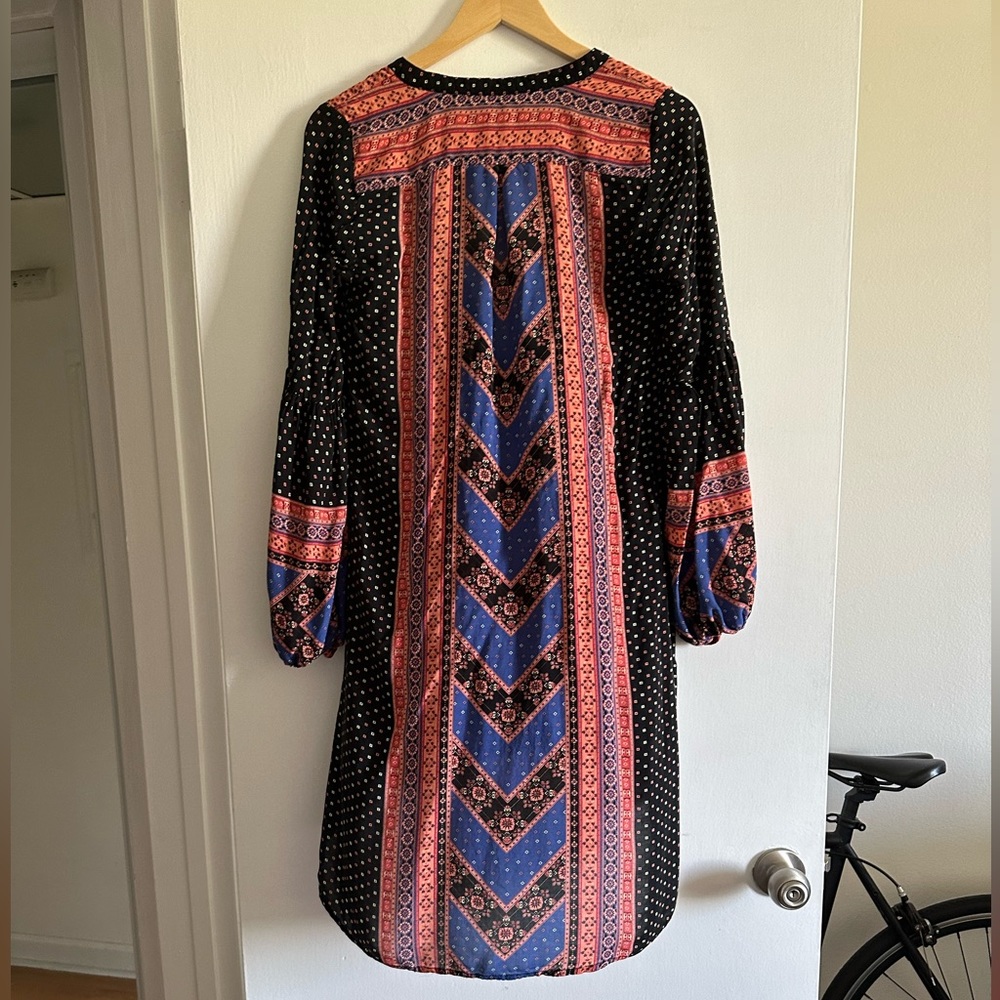 Free People Boho Aztec Print Multicolor Hi-Low V-Neck Tunic Size XS EUC - Picture 4 of 10